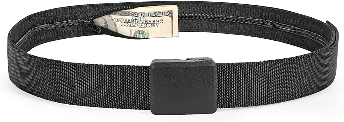 SUOSDEY Travel Money Belt, Nylon Hidden Money Pocket Belt with Plastic Buckle