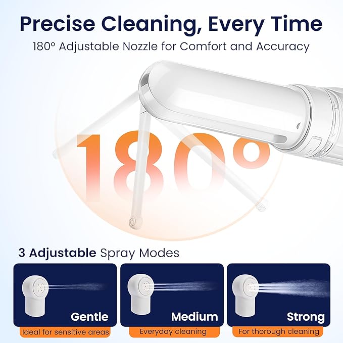 Portable Electric Travel Bidet – Rechargeable Personal Perineal Cleaner, Multiple Modes & Nozzles, for Women, Men, Babies & Postpartum Care 400ML(13.5Oz)