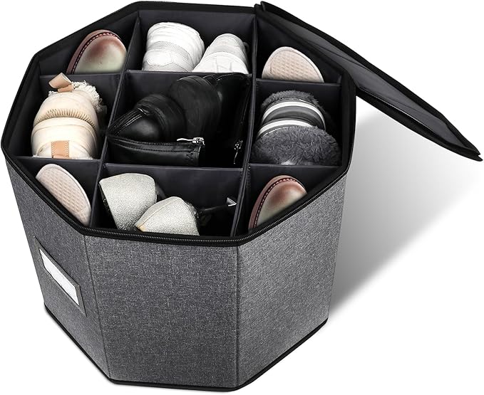 Shoe Storage Box,Shoe Bags for Travel,Fits 8 Pairs,Foldable Shoe Organizer for Closet,Portable Luggage Travel Shoe Organizer