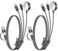 2Pack Multi Charging Cable Cord for Travel Essentials,Apple Watch Charger,iPhone Charger,[3-in-2] Type C/L Cable Portable Designed for iWatch,iPhone 17-8,Galaxy S25-21,AirPods,iPad-4FT Black