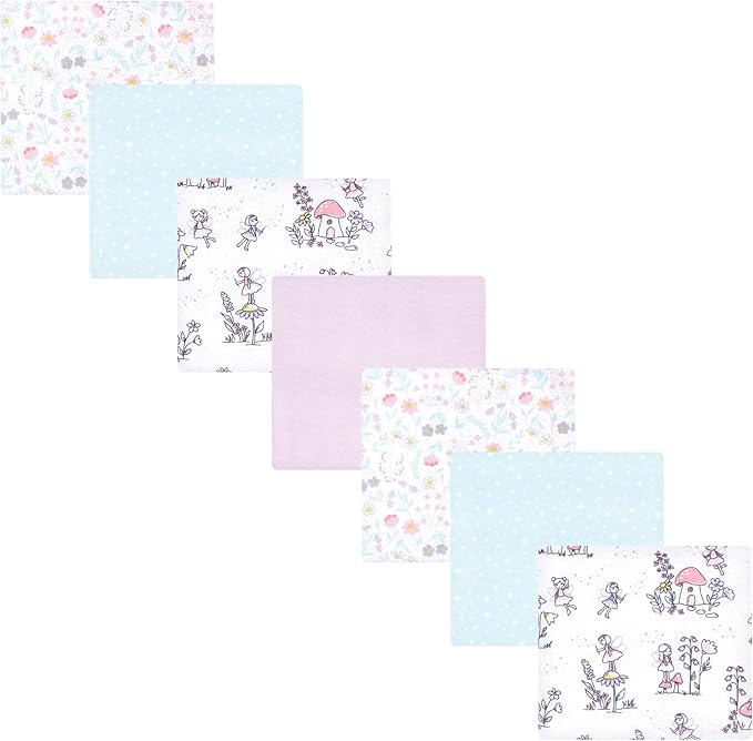Hudson Baby Unisex Baby Cotton Flannel Receiving Blankets Bundle, Garden Fairies, One Size