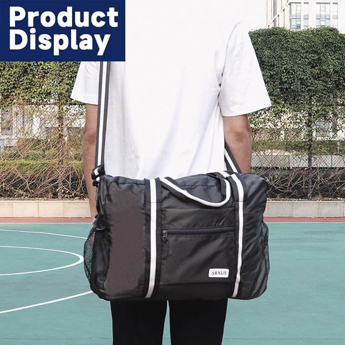 Arxus Foldable Tote Bag for Travel Expandable Lightweight Carry On Luggage 22L Packable Duffle Bag for Traveling