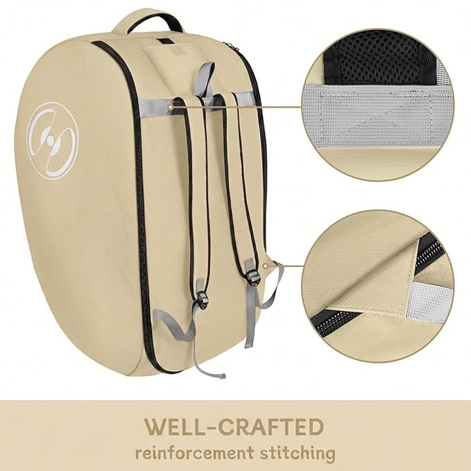 YOREPEK Padded Car Seat Bags for Air Travel, Fits for Doona Car Seat Stroller with isofix Base, Sturdy Stroller Bag Backpack with Lockable Zipper, Foldable Stroller Cover for Baby Travel, Sand Beige
