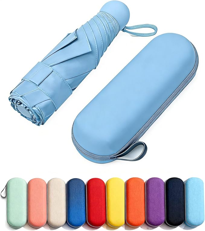 MRTLLOA Travel Essentials Mini Umbrella with Case for Purse - Small Compact & Lightweight, UV Sun Protection, Manual Open/Close for Pocket Umbrella(Women/Men/Kids)