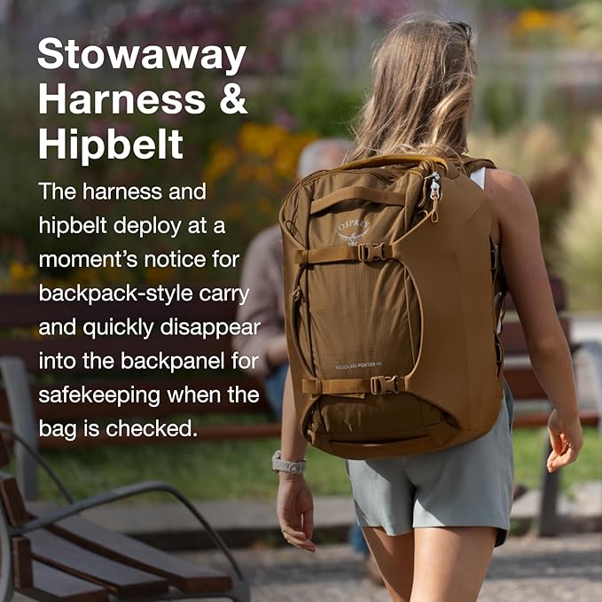 Osprey Sojourn Porter 65L Travel Backpack - Carry-On Compliant Luggage with StraightJacket Compression and Padded Laptop Sleeve - Durable Pack for International or Urban Travel Black