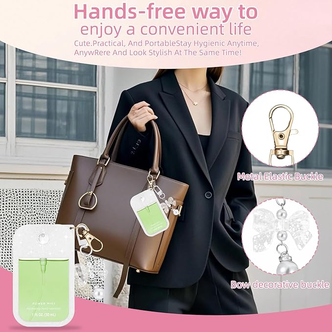 Silicone Case Compatible with Touchland Hand Sanitizer Spray Mist 1 oz with Bow Keychain