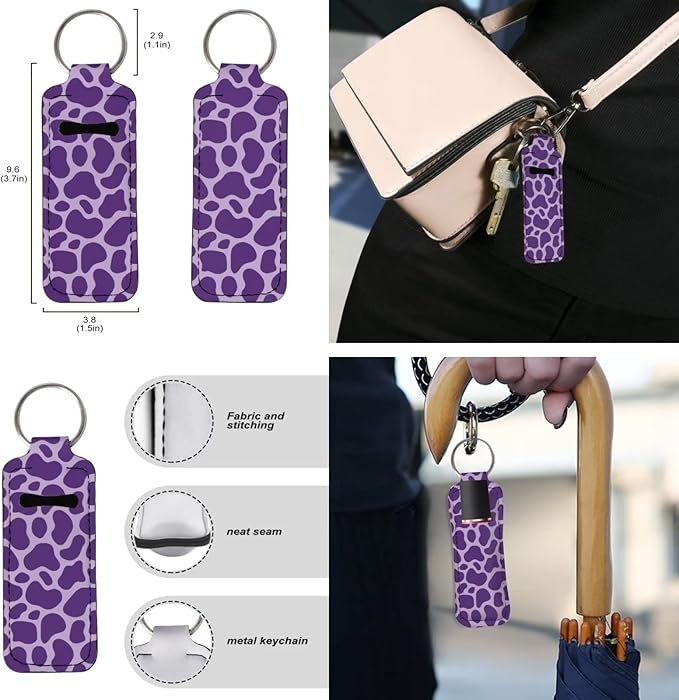 Suobstales 3Pcs Travel Bottles Keychain Holder Set,Travel Bottle Sleeves+Neoprene Chapstick Holders+Lanyard Keychain