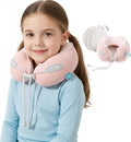 Kids Travel Pillow - Memory Foam Soft Airplane Neck Pillow for Head Neck Support,Compact Design with Hard Case,for Airplane,Car,Home Recliner,or Toddler Travel Support (Kids Pillow-Pink)