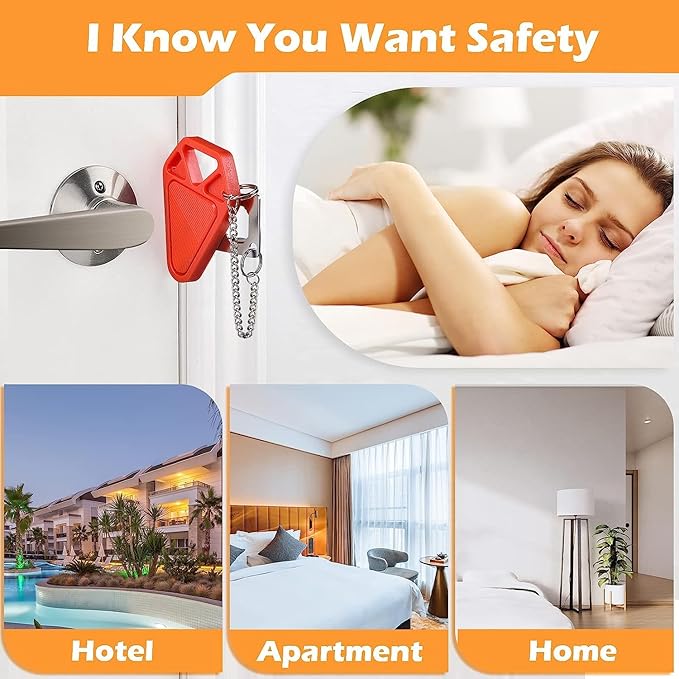 Travel Door Lock for Hotel Rooms Apartment Locks Home Security Defender Door Lock Latch Extra Door Locker from Inside Hotel Safety Door Locks for Travelers Portable Lock for Door Security (2 Pack)