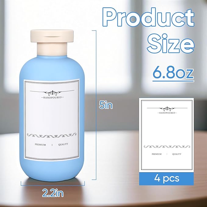3 PACK Travel Shampoo Bottle, Empty Plastic Squeeze Bottles 6.8oz with Flip Cap, Lotion Container for Toiletries Travel Size Shampoo and Conditioner