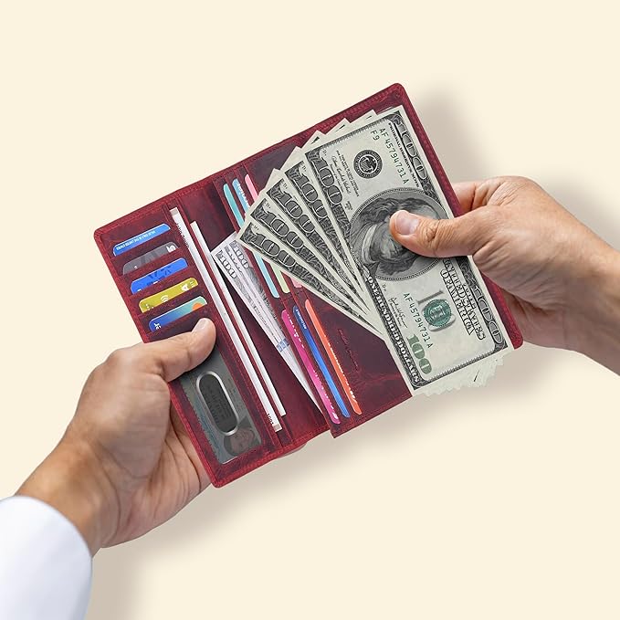 Real Leather Women Wallet Leather with RFID Blocking -Trifold Card Holder Designer Ladies Clutch with ID Window Wallets