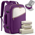 HOTOR Travel Backpack for Women – TSA-Friendly Travel Bag with Multiple Compartments & 3 Packing Cubes, Water-Resistant & Comfortable, Perfect for Travel Essentials, Dark Purple, 17.3" x 13.0" x 7.9"