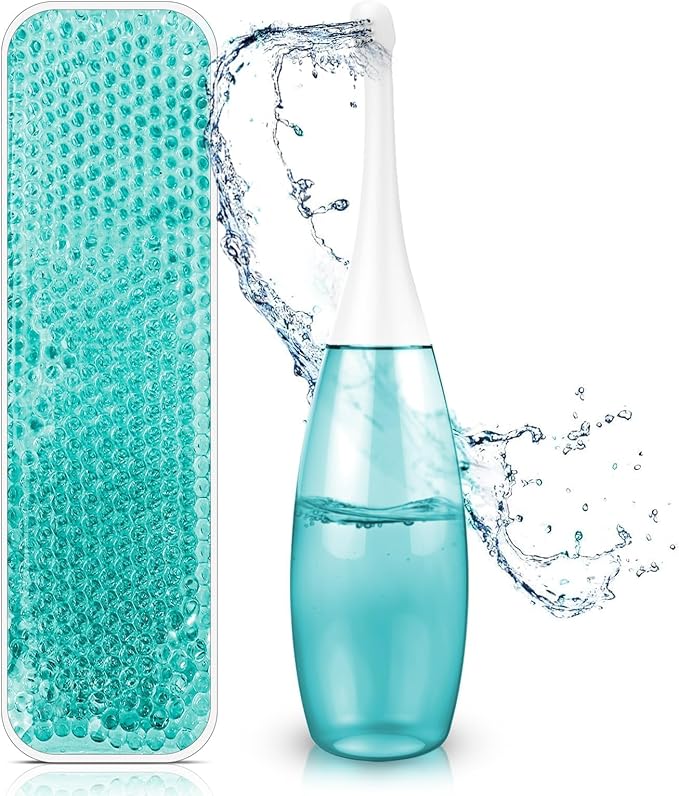 Portable Bidet Peri Bottle Postpartum - 450ml(15oz) with Reusable Ice Packs, Manual Squeeze Travel Bidet Replaces Wet Wipes, for Women’s Personal Hygiene, Post-Birth Cleansing & Recovery