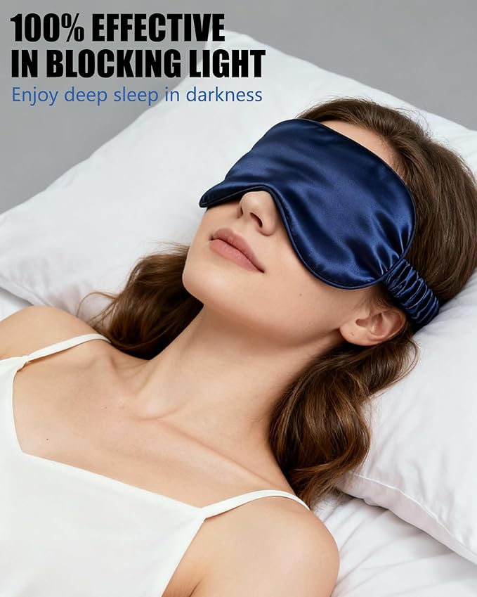 Pack of 2 Sleep Masks for Men and Women, Light Blocking Sleeping Mask with Adjustable Strap, Comfortable Soft Blindfold Ideal for Travel, Aeroplane Nap