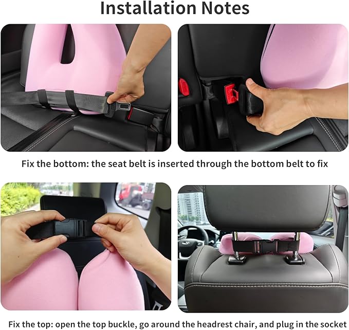 FHSGGP Travel Pillow Car Pillow Kid Car Sleeping The Sleeping Aid for Adults and Kids on Road Trips Sponge Kids Travel Pillow Provides Body and Head Support Pink