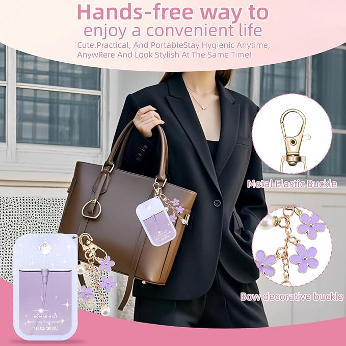 Silicone Case Compatible with Touchland Hand Sanitizer Spray Mist 1 oz with Flower keychain