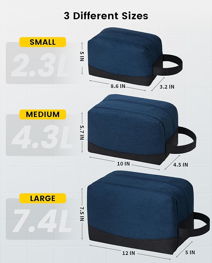 Vorspack Travel Toiletry Bag - Water Resistant Dopp Kit Large Travel Bag for Toiletries, Accessories - Navy Blue