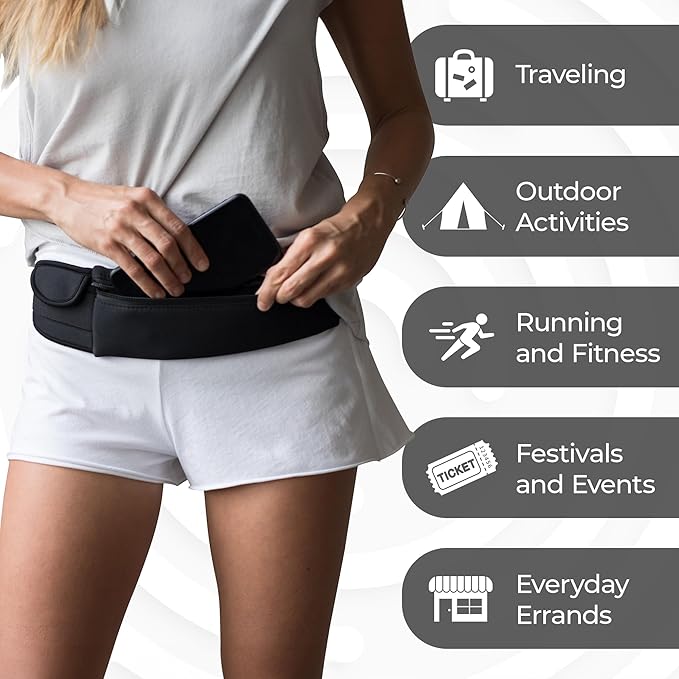 The Belt of Orion Slim Travel Money Belt for Men & Women – Anti-Theft Passport Holder Waist Pack, Low-Profile Fanny Pack for Phone, Cash & Cards (9” × 4”)