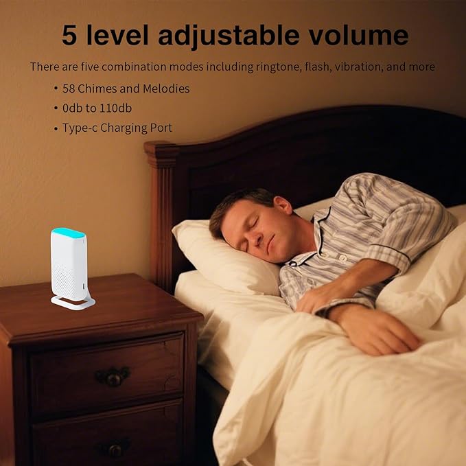 Bed Sensor Alarm and Fall Prevention for Elderly, Motion Sensor Alert System with 58 Melody/LED/Vibration Mode, for Patients Seniors Elderly Monitoring at Home