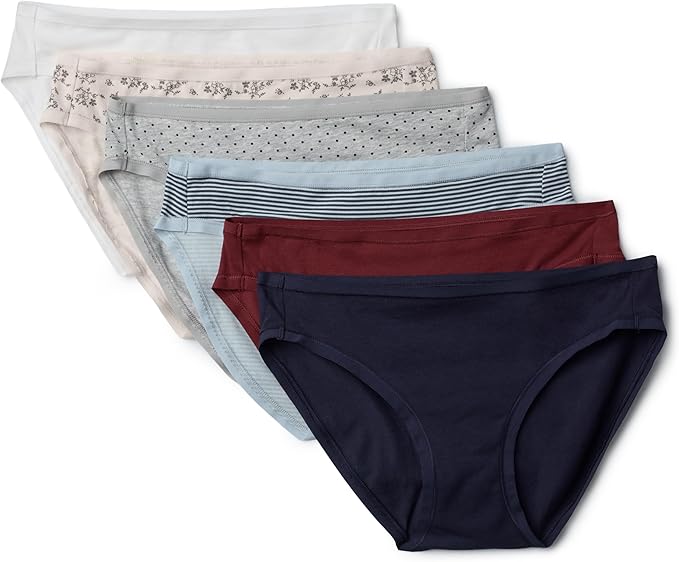 Amazon Essentials Women's Breathable Cotton Bikini Brief Underwear with Full Coverage, Multipacks