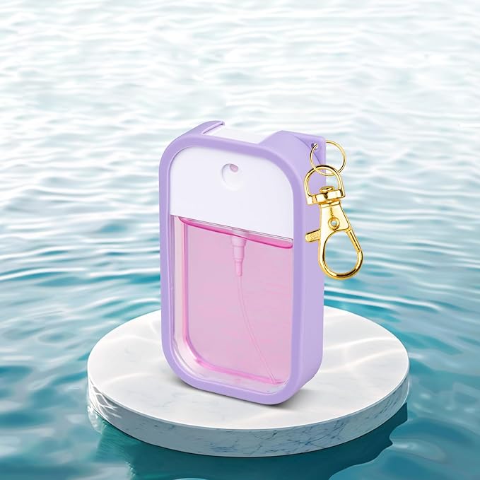 Silicone Case Compatible with Touchland Hand Sanitizer Spray, Protective Case with Keychain for Power Mist and Glow Mist 1 fl oz, Hand Sanitizer Spray Accessory (Purple, 1 Pack)