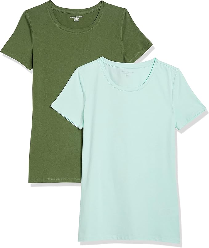 Amazon Essentials Women's Regular-Fit Short-Sleeve T-Shirt (Crewneck and V-Neck Options), Multipacks