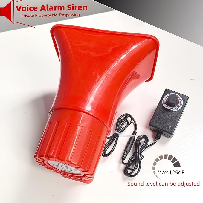 Outdoor Alarm Security Siren, AC110V Red Safety Horn for Public Emergency Alarms with Adjustable Volume,Long Range, 120 Decibels, Remotely Activate with Wi-Fi Socket (Sold Separately)