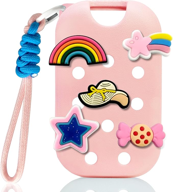 EVA Case for Touchland 1 FL.OZ(30mL) Hand Sanitizer Spray,With 5 Charms & Keychain, Cute Touchland Mist Holder Cover,Lightweight & Portable Carry Accessory for Travel-Pink