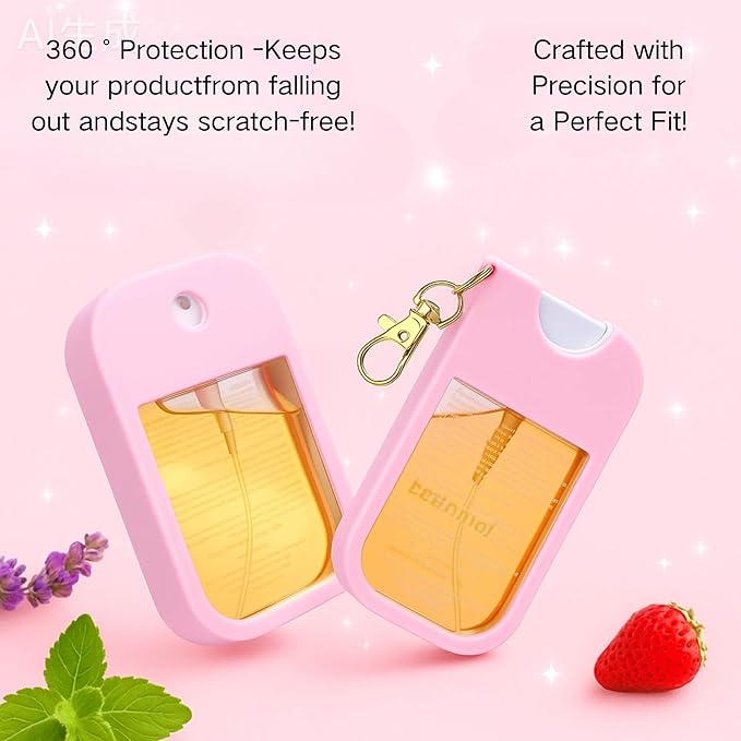 Hand Sanitizer Spray Case with Keychain, Durable Silicone Holder Compatible with Touchland Power Mist & Glow Mist (1 fl oz)