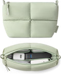 Comfyable Puffy Electronics Organizer Travel Case, Cute Tech Pouch for Women Men, Cable Storage Bag for Charger, Phone, Power Bank, Cord, Compact Tech Accessories Pouch, Sage
