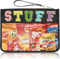 Siwara Snack Bags Clear Pouch Travel Makeup Bag Chenille Letter Bags for Zipper Pouch Clear Cosmetic Bag Clearly Tote Bag Makeup Travel Bags for Women