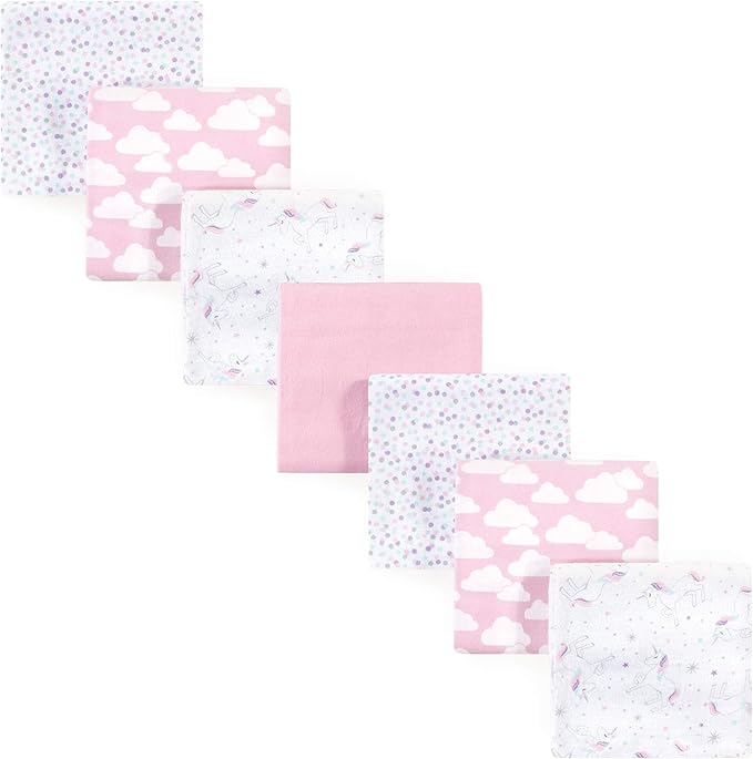 Hudson Baby Unisex Baby Cotton Flannel Receiving Blankets Bundle, Magical Unicorn, One Size