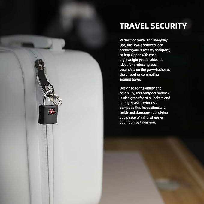 TSA Locks for Luggage with Keys, Luggage Locks TSA Approved 4 Pack, International Travel Essentials, Small Padlock with Key, Mini Padlock for Suitcase, Backpack, Bag, Zipper, Case, Box