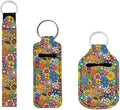 Suobstales 3Pcs Travel Bottles Keychain Holder Set,Travel Bottle Sleeves+Neoprene Chapstick Holders+Lanyard Keychain