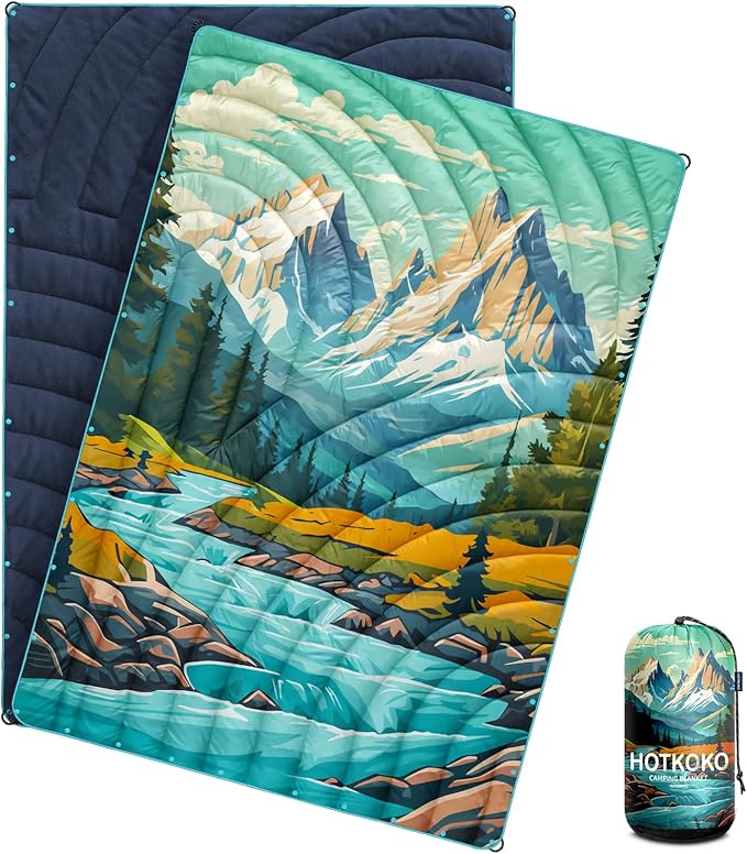 Camping Blanket,Puffy Blanket Lightweight Packable Camping Blanket Outdoor Blanket for Camping,Traveling, Stadium, Hiking, Picnics