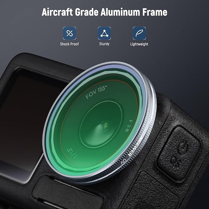 NEEWER UV Filter Compatible with DJI Osmo Action 5 Pro / 4/3, Snap On Multicoated HD Glass Protective Action Camera Lens Filter Reduces Haze & UV Rays, FL-A70