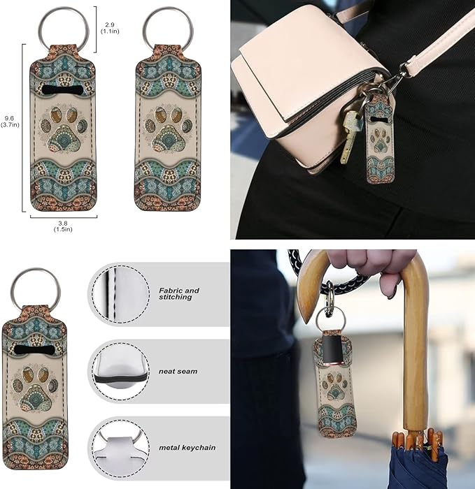Suobstales 3Pcs Travel Bottles Keychain Holder Set,Travel Bottle Sleeves+Neoprene Chapstick Holders+Lanyard Keychain