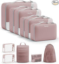 11 Set Packing Cubes for Travel,Gifts for Women Mom Kids, TSA Approved Bags for Makeup,Cosmetic,Toiletry, Suitcase Organizers for Checked Luggage,Cruise Essentials,Airplane Accessories,Light Coral Red