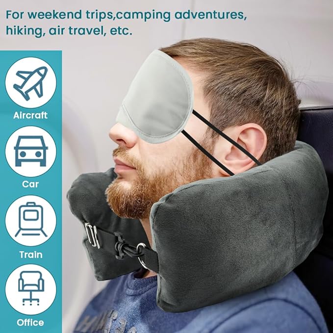 Saycker 2Pcs Stuffable Travel Pillow,Stuffable Neck Pillow for Travel,Fillable Travel Pillow Storage Bag,with 2 Eye Mask,Multiuse Neck Pillow for All Seasons,Travel Essentials,No Filler