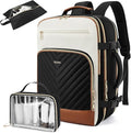 Telena Travel Backpack for Women, 15.6 inch Laptop Backpack TSA Carry on Backpack Personal Item Size Flight Approved Travel Bag Daypack with Multi-Pockets for Work, Travel, Business, Black-Beige-Brown