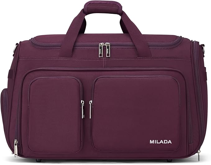 MILADA Carry On Luggage Bags for Travel Lightweight Personal Item Travel Bag Foldable Large Duffle Bag for Travel Tote Overnight Bags for Women Mens Weekender Bags, Purple