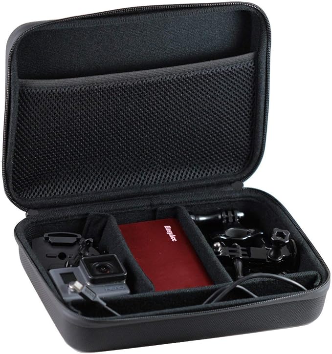 Navitech 9 in 1 Action Camera Accessory Combo Kit and Rugged Red Storage Case Compatible with Sports Cam HD Action Camera