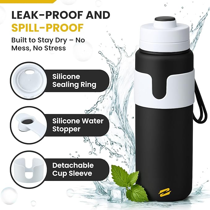 Collapsible Water Bottles – BPA-Free Silicone, Leak-Proof & Lightweight Foldable Water Bottle for Travel, Hiking, Camping, Sports & Everyday Use – Compact, Reusable, Portable, Easy Clean