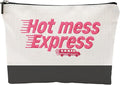 ZUYUROU Funny Makeup Bag for Women - Hot Mess Express Sassy Pink Quote Pouch - Y2K Preppy Style Canvas Cosmetic Organizer - Hilarious Gift for Best Friend, Busy Mom & College Student