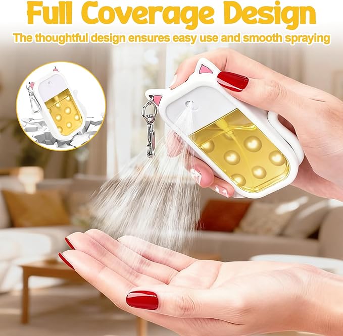 Mity rain Hand Sanitizer Spray Case Compatible With Touchland, Cute Silicone Hand Sanitizer Holder Keychain with 4 Charms, Portable Refillable Sanitizer Accessory, Gift for Women And Teens