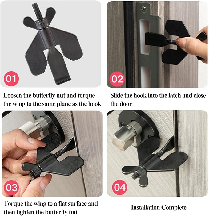 Door Stoppers Security, Portable Door Lock for Travel Anti Theft Door Blocker, Hotel Room Apartment Safety - No Drill Garage Brace Devices for Women, Children - Sleep with Peace of Mind (Gold)
