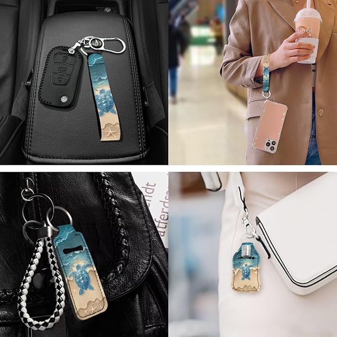 Suobstales 3Pcs Travel Bottles Keychain Holder Set,Travel Bottle Sleeves+Neoprene Chapstick Holders+Lanyard Keychain