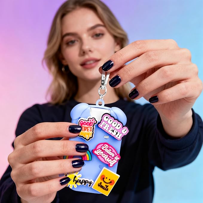 Metyond Dog Silicone Case for Touchland Hand Sanitizer Spray Power Mist 1 FL OZ/30ML for Touchland Case with Keychain, with Cute Charms Accessory Cute Travel Case (1PCS Blue)