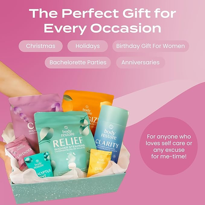 Body Restore Shower Steamers Aromatherapy 15 Pack – Mothers Day Gifts for Mom, Spa Gifts for Women, Relaxation Self Care – Premium Rose Essential Oil Tablets