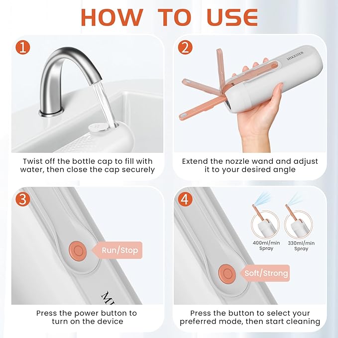 Portable Bidet for Travel, Rechargeable Electric Travel Bidet Sprayer with LED Display, 340ml Bottle Capacity, Waterproof High Pressure Handheld Travel Bidets for Men Women Cleaning
